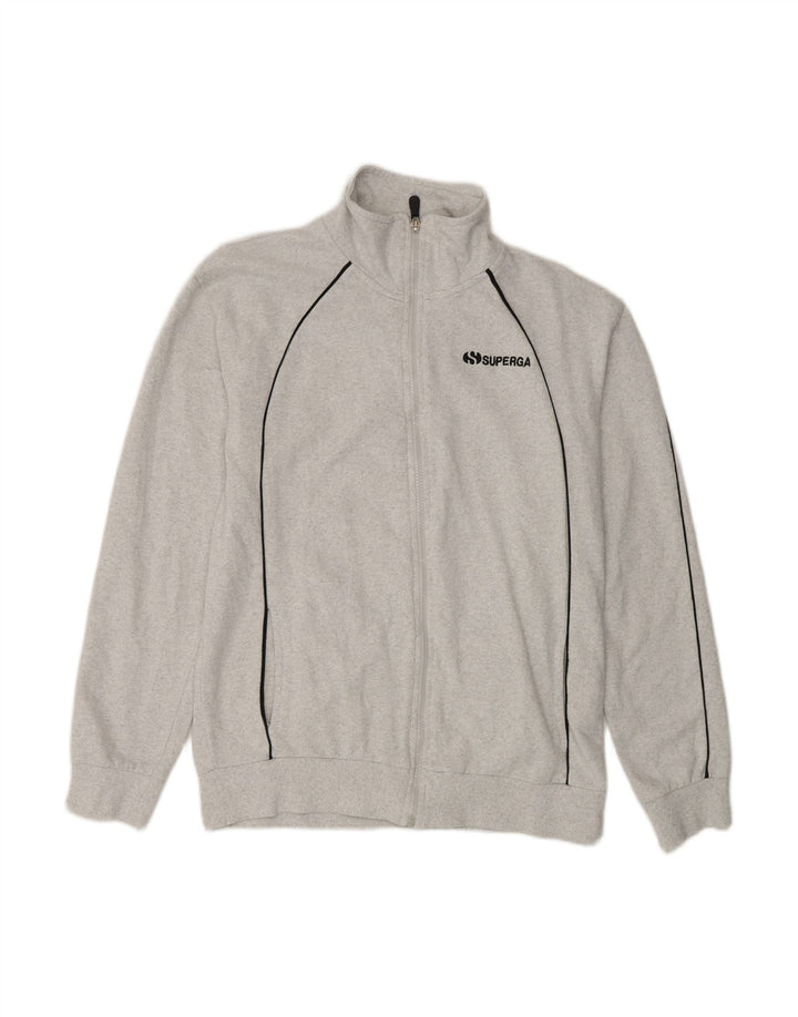 SUPERGA Womens Tracksuit Top Jacket UK 14 Medium Grey Cotton