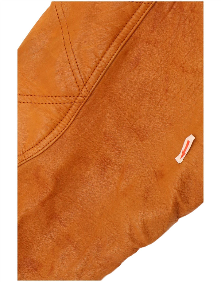 Винтажная мужская кожаная куртка UK 40, большая коричневая