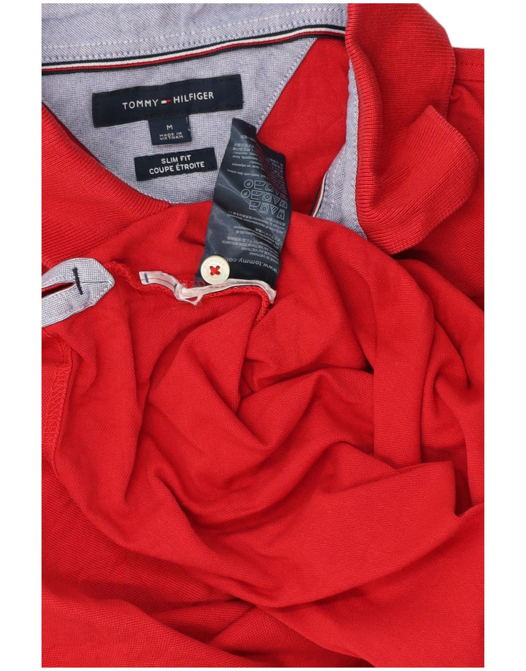 Tommy Hilfiger Мужская рубашка-поло приталенного кроя из хлопка среднего красного цвета
