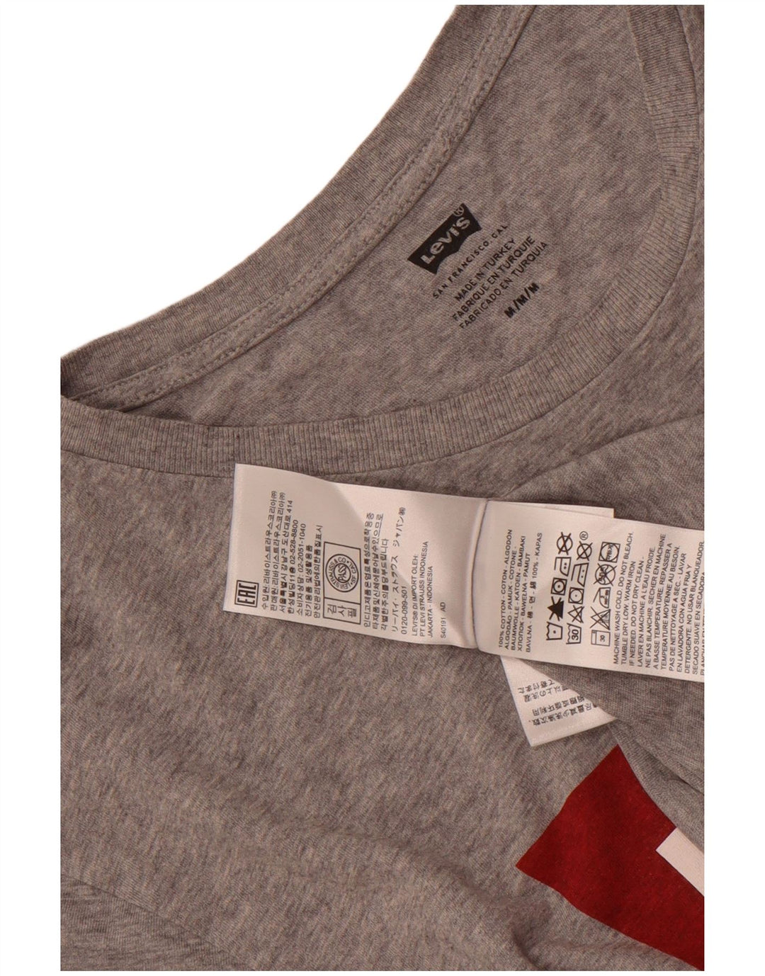 Мужская футболка с рисунком Levi's, хлопковый топ среднего серого цвета с крапинками