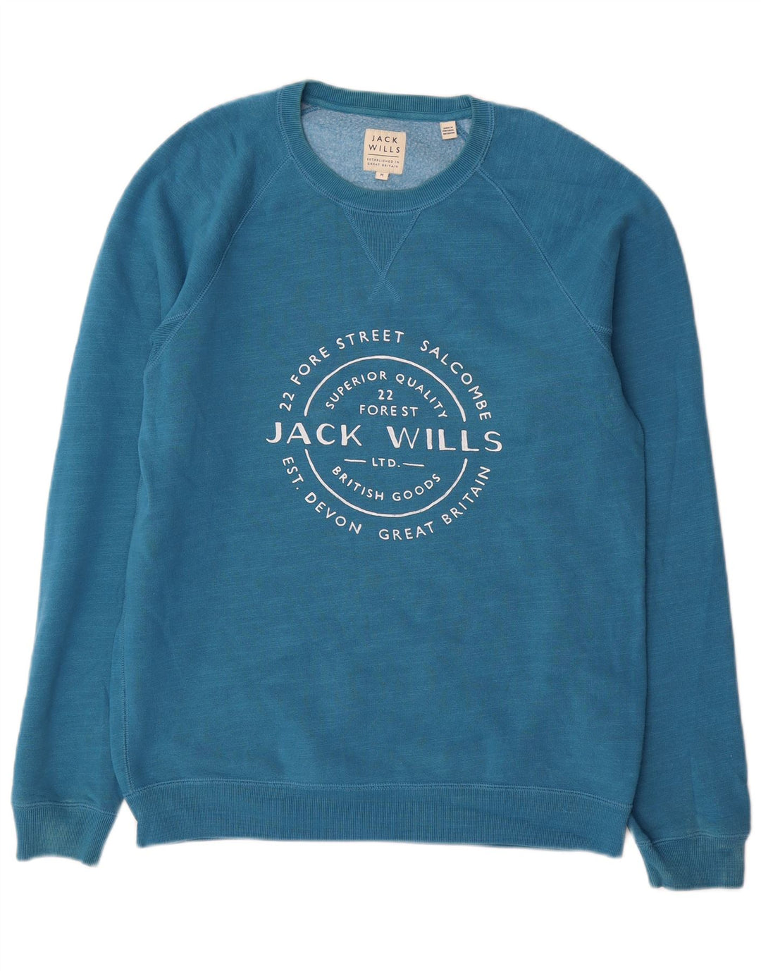 Мужской свитшот с рисунком Jack Wills, хлопковый джемпер среднего синего цвета