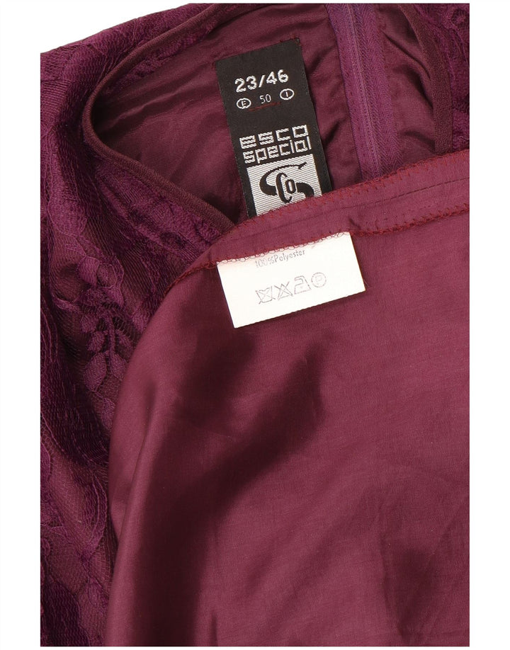 Женское платье А-силуэта ESCO с длинным рукавом IT 46, большой фиолетовый цветочный полиэстер