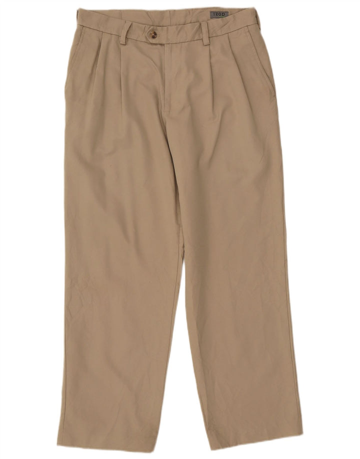IZOD Мужские брюки чинос с привязкой W32 L30 Бежевый полиэстер