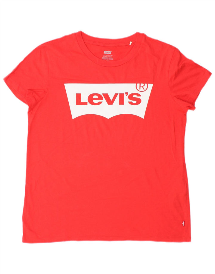 Женская футболка оверсайз с рисунком Levi's Top UK 10, маленький красный хлопок