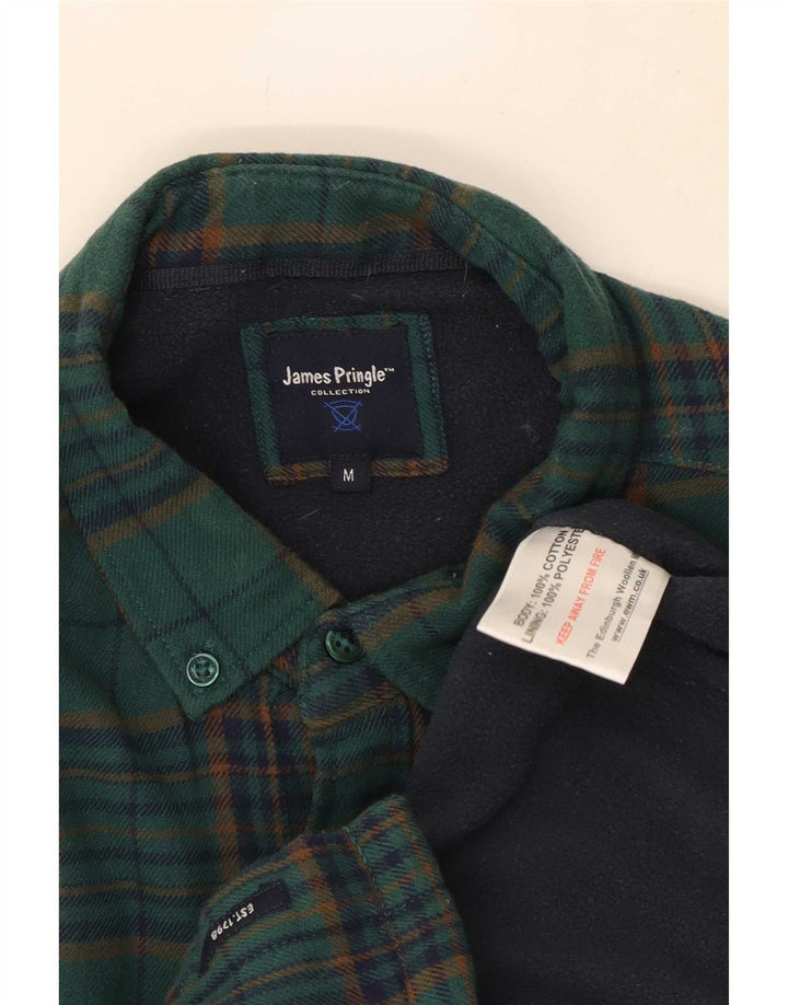 Мужская фланелевая рубашка James Pringle Lumberjack среднего размера, зеленая клетка, хлопок