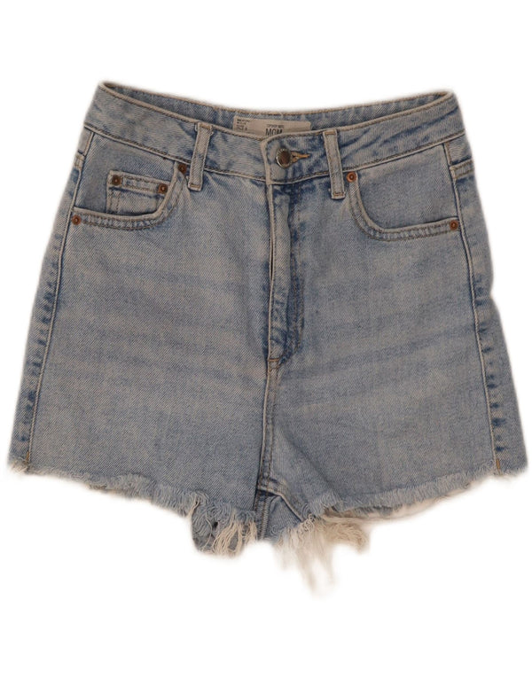 Topshop Женские джинсовые шорты Mom с высокой талией UK 6 XS W25 Синие хлопковые