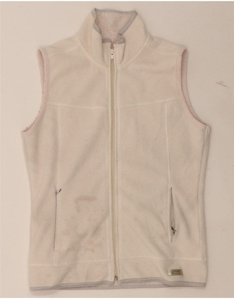 CHAMPION Womens Fleece Gilet UK 10 Small Off White Vintage Champion and Second-Hand Champion from Messina Hembry 