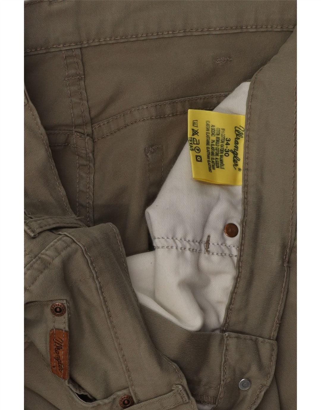 Мужские прямые повседневные брюки WRANGLER Техас W34 L30, хлопок цвета хаки