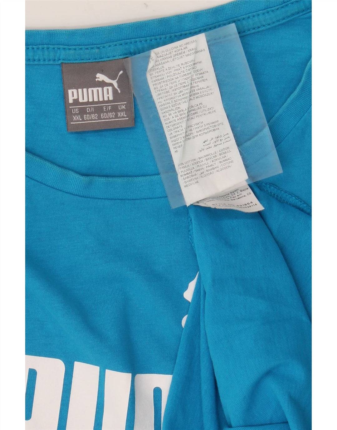 Мужская футболка с рисунком Puma 2XL, синяя, хлопок