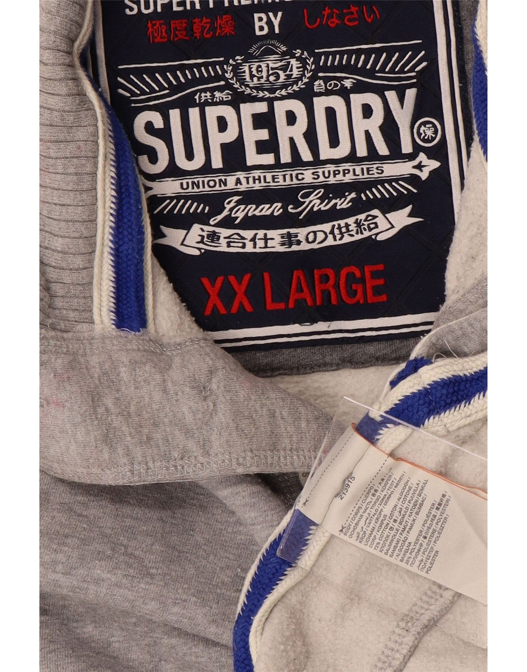 SUPERDRY Мужской свитшот на пуговицах с рисунком, джемпер 2XL, серый в крапинку