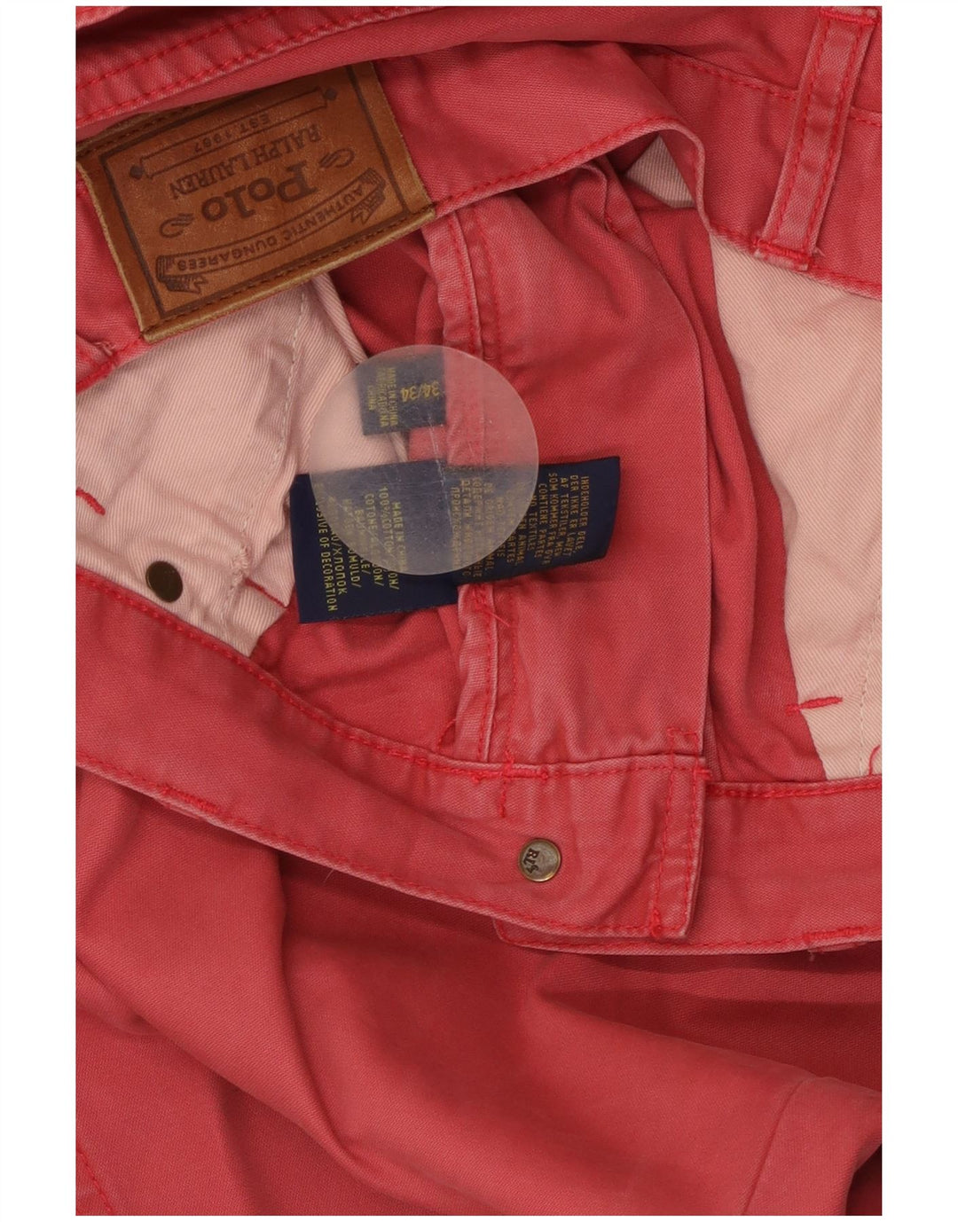 POLO RALPH LAUREN Мужские узкие брюки-чинос W34 L34 Красный хлопок