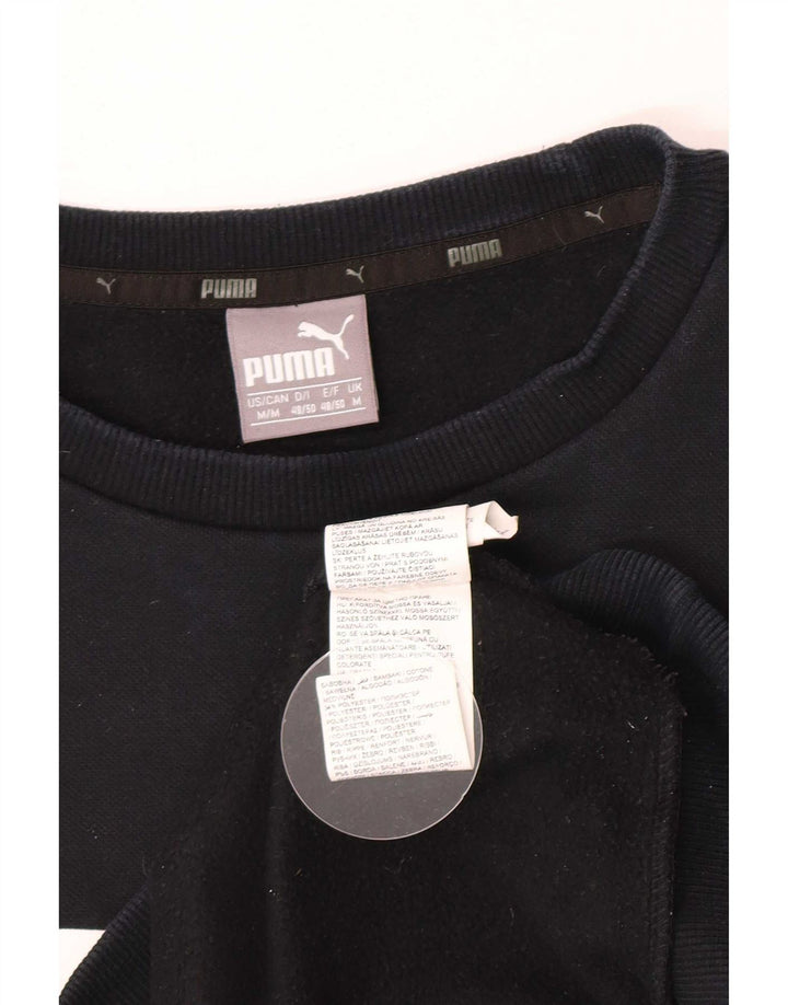 Мужской свитшот с рисунком Puma, хлопковый джемпер среднего размера, черный