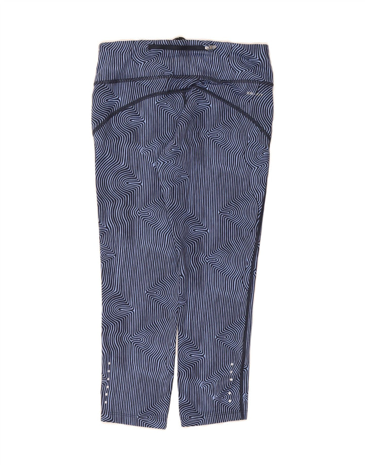NIKE Womens Dri Fit Capri Leggings UK 14 Medium  Blue Striped Polyester Vintage Nike and Second-Hand Nike from Messina Hembry 