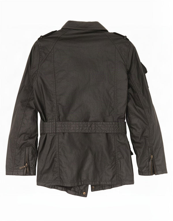 Женская куртка Barbour из искусственной кожи в стиле милитари UK 14, большая, черная, полиэстер