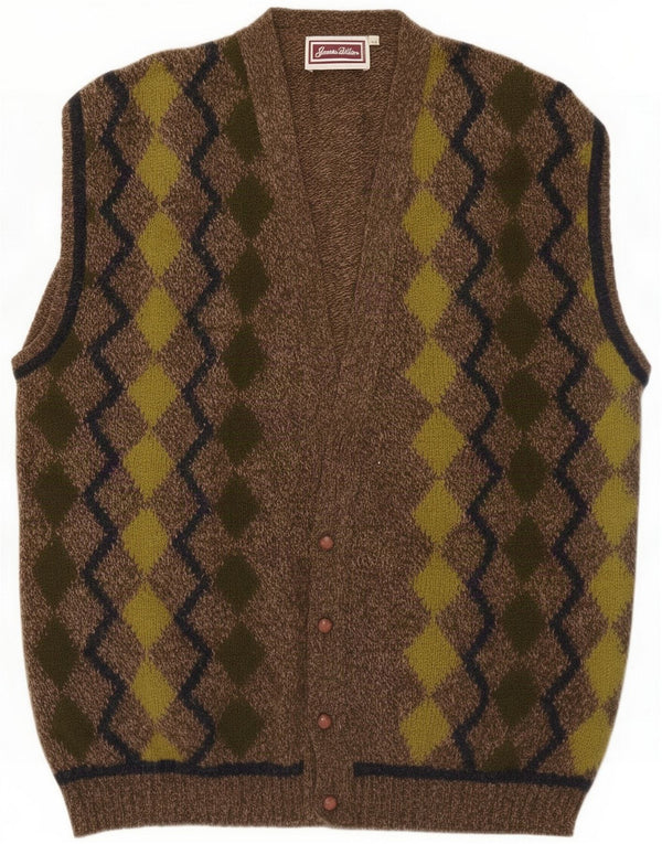 Джеймс Диллон Мужской кардиган без рукавов XL Хаки Argyle/Diamond