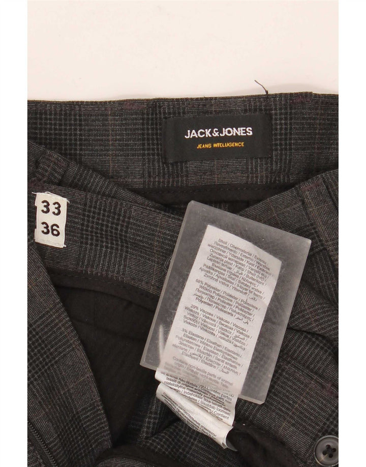 Мужские брюки чинос Jack & Jones Marco Slim W33 L36 серые в клетку из полиэстера