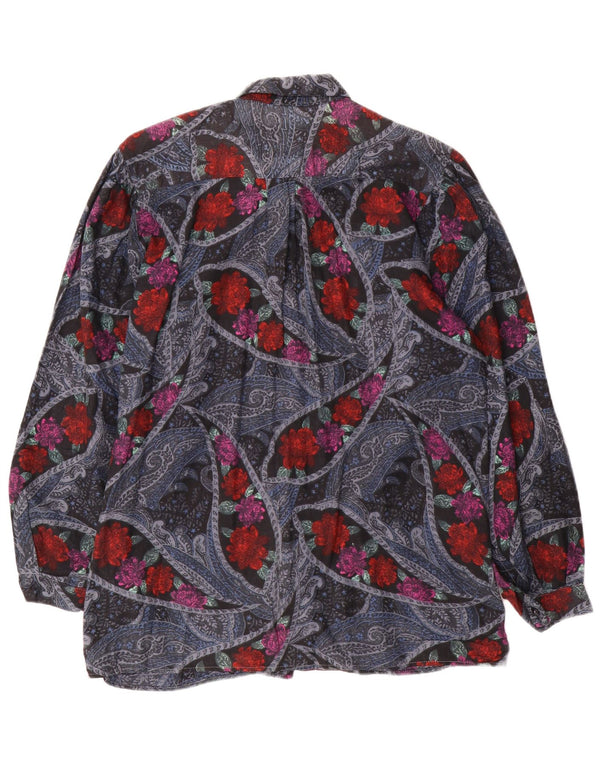 Женская рубашка VINTAGE UK 16, большая, разноцветная с цветочным принтом