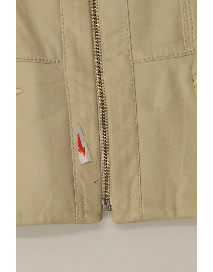 Винтажная женская кожаная куртка IT 42 Medium Beige Leather