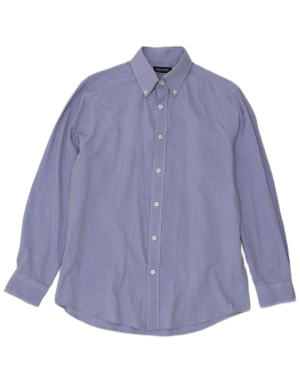 Nautica Mens Shirt Size 15 Medium Blue Cotton
