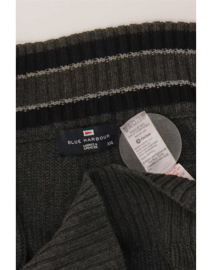 Мужской синий кардиган Marks & Spencer 2XL, серый хлопок