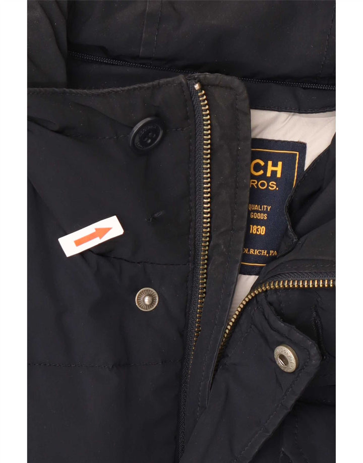 Мужская утепленная куртка Woolrich с капюшоном UK 36, маленький темно-синий полиэстер