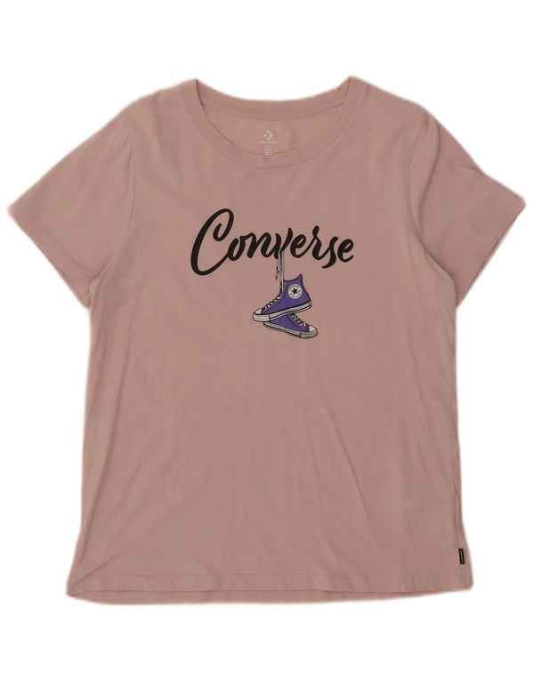 Женская футболка с рисунком Converse Top UK 14, большой розовый хлопок