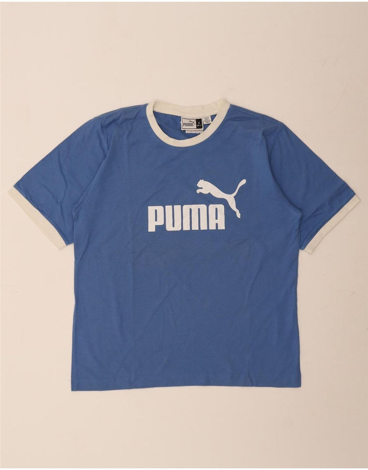 Мужская футболка с рисунком Puma, большой синий хлопок