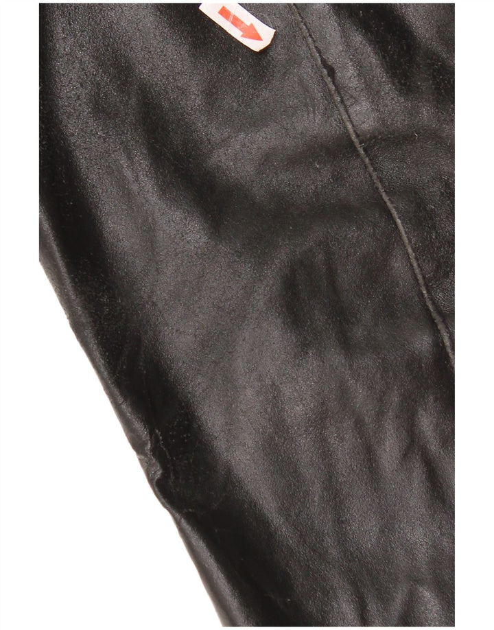 Винтажная мужская кожаная куртка UK 38, средняя черная кожаная куртка