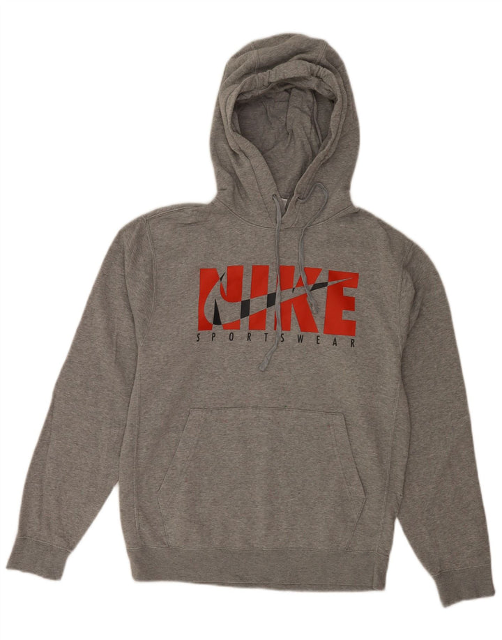 Мужской джемпер с капюшоном Nike стандартного кроя, маленький серый, хлопковый