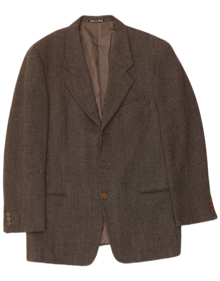 GIORGIO ARMANI Мужской пиджак на 3 пуговицах IT 52, большой коричневый с узором «елочка»