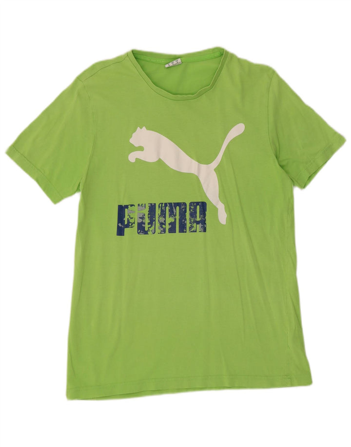 PUMA Mens Graphic T-Shirt Top Medium Green Cotton