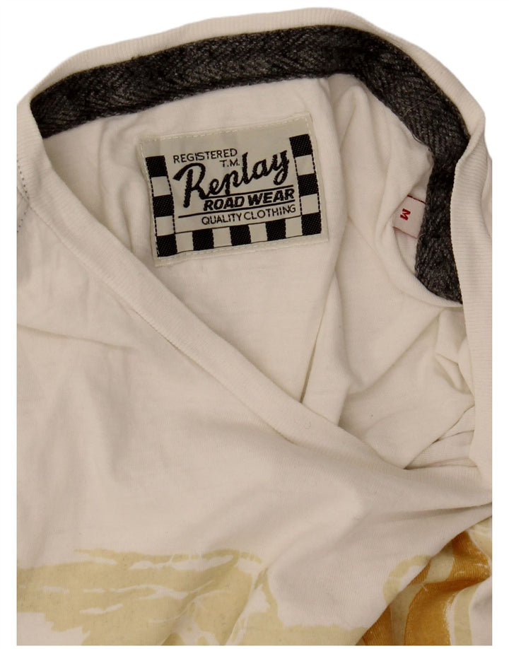 Мужская футболка с рисунком Replay, средний белый цвет