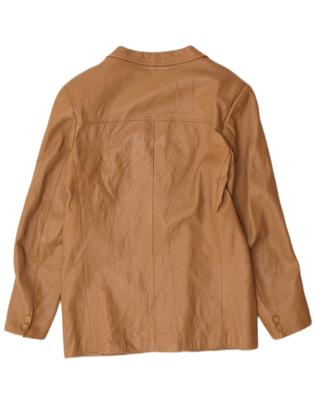 Винтажный женский пиджак на 2 пуговицах IT 44 Средний Бежевый Кожаный Классический Классический