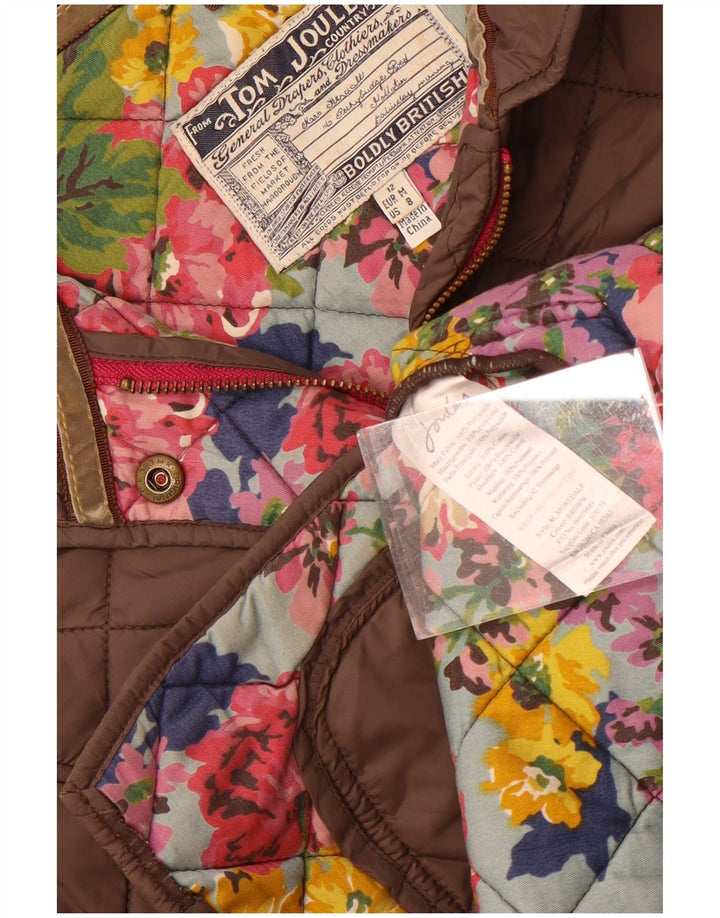 Женская стеганая куртка Joules UK 12, хлопок среднего серого цвета