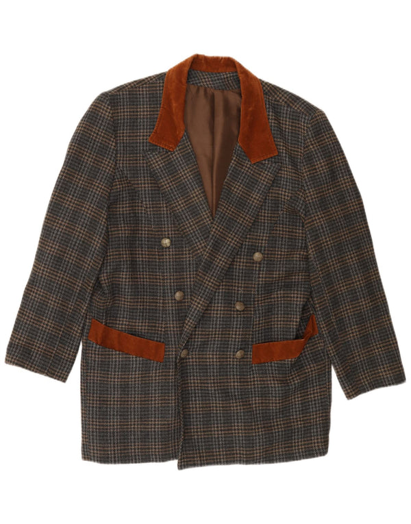 Мужской удлиненный пиджак VINTAGE UK 40, большой серый с узором «гусиные лапки»