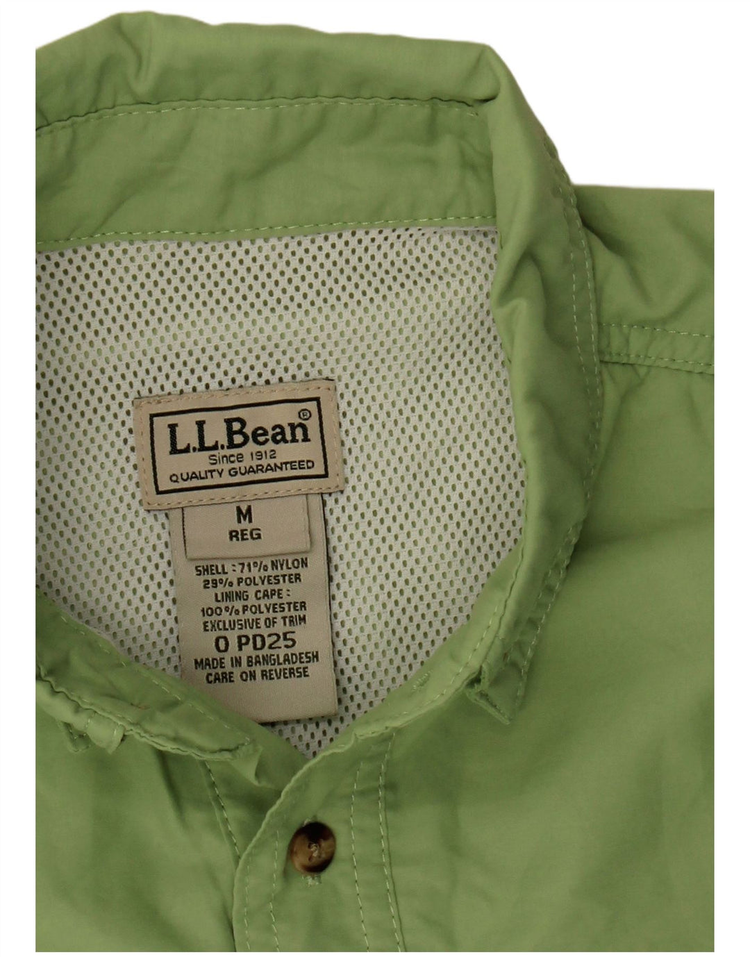 L.L.BEAN Мужская рубашка с коротким рукавом, нейлон среднего зеленого цвета