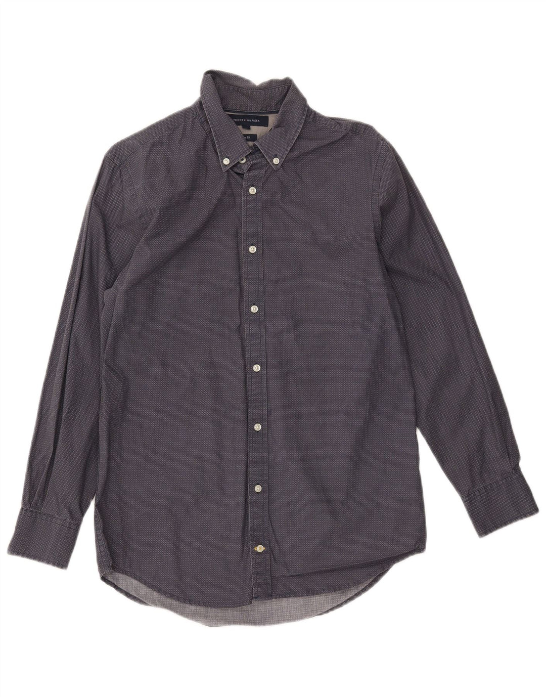 TOMMY HILFIGER Мужская рубашка приталенного кроя, средний темно-синий пятнистый хлопок