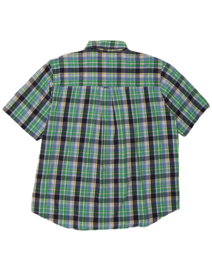 Мужская рубашка Chaps с коротким рукавом XL, зеленая клетка, хлопок