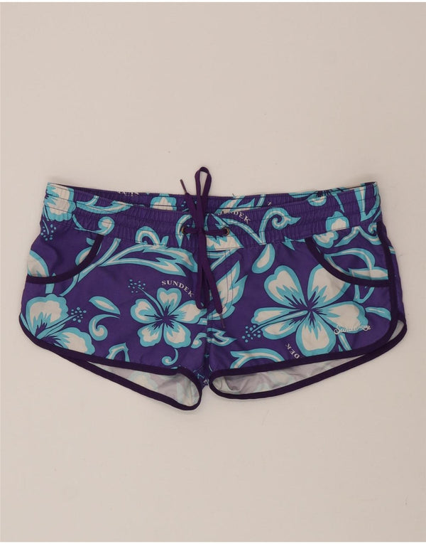 Женские шорты для плавания Sundek UK 16, большой фиолетовый цветочный полиэстер