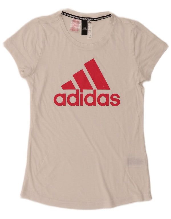 Футболка Adidas с рисунком для девочек, топ 14-15 лет, белый полиэстер