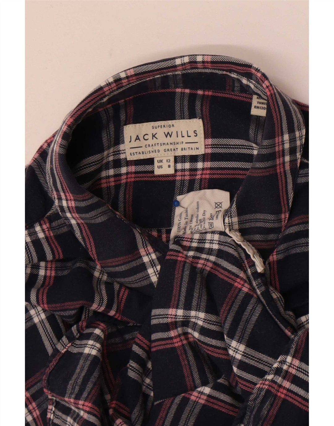 Женская фланелевая рубашка Jack Wills UK 12, средний темно-синий цвет в клетку, хлопок