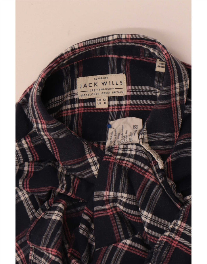 Женская фланелевая рубашка Jack Wills UK 12, средний темно-синий цвет в клетку, хлопок