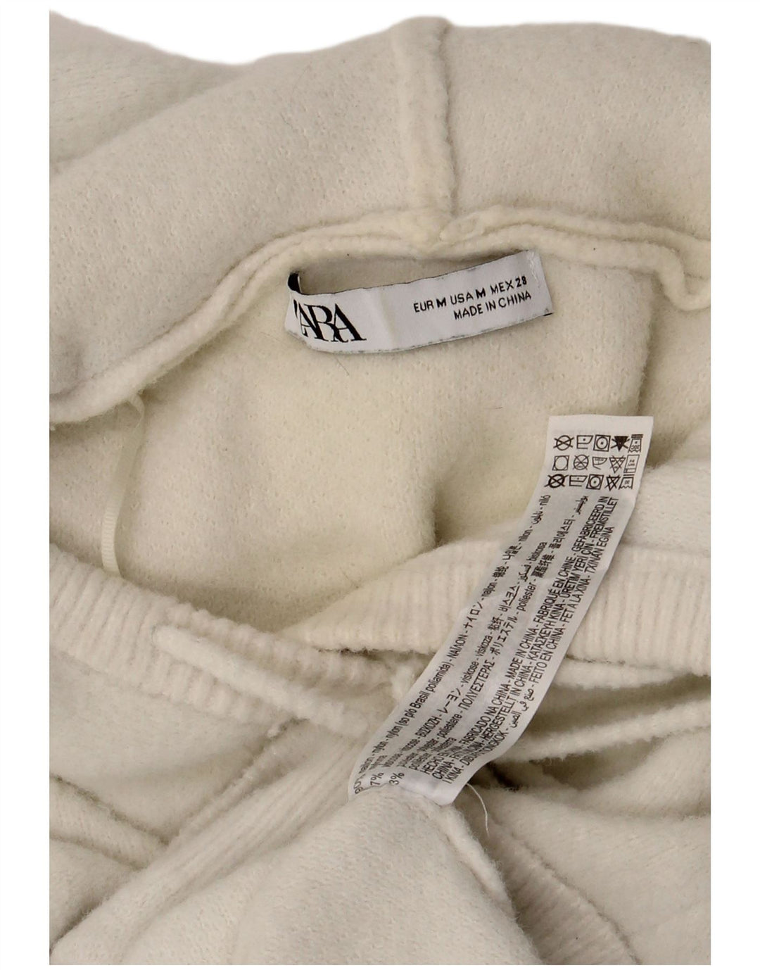 Женский укороченный джемпер с капюшоном Zara UK 12, средний белый вискоза