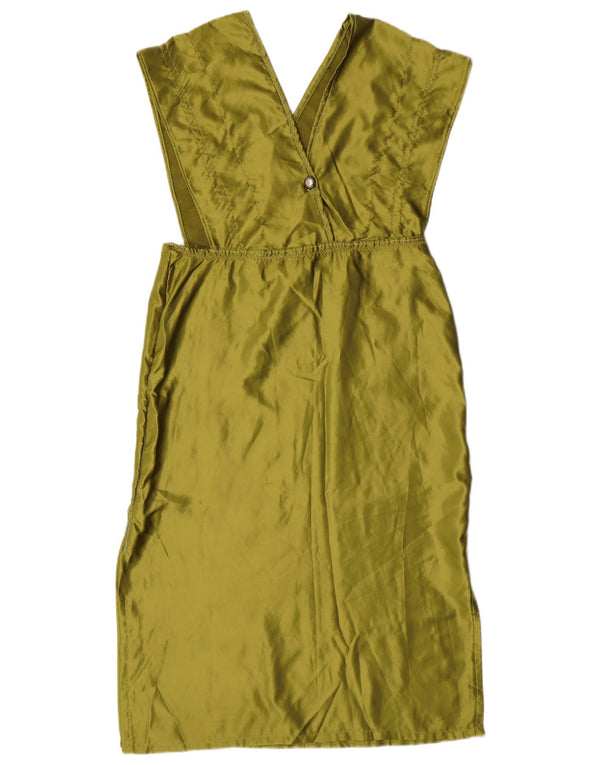 Винтажное женское платье-фартук UK 14, большой зеленый цвет