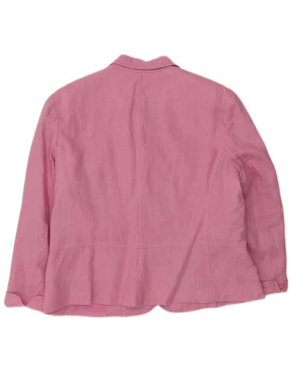 Женский пиджак Chaps с 4 пуговицами и рукавами 3/4, Великобритания, 18 XL, розовый льняной цвет