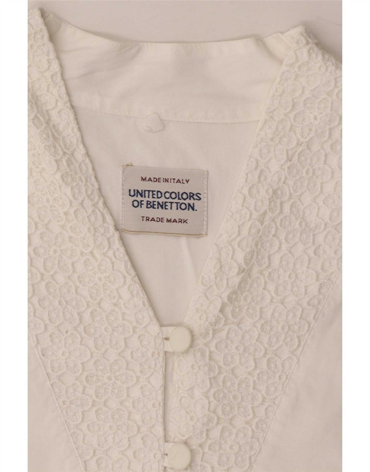 Женская блузка-рубашка Benetton UK 14, средний белый хлопок, хлопок