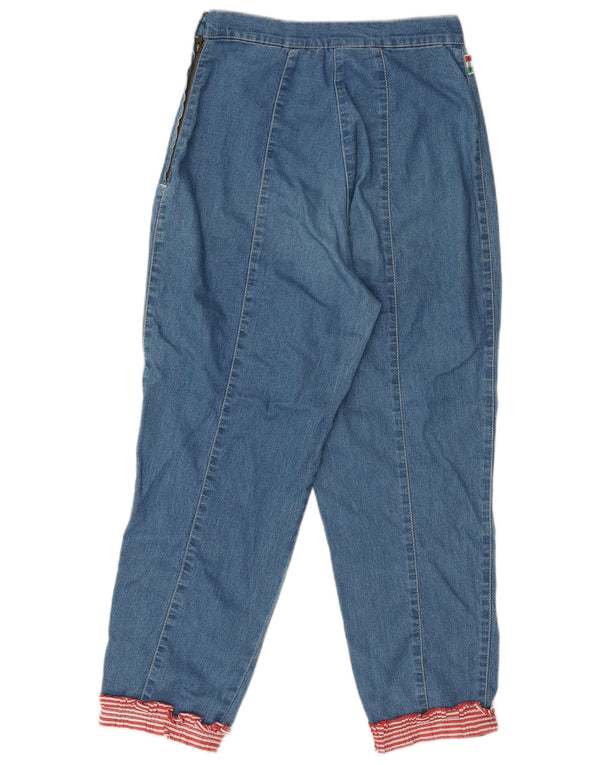 Женские зауженные джинсы с высокой талией MOSCHINO UK 12, средние W28 L25, синие, хлопок