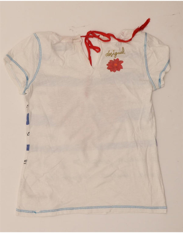 Женская футболка с рисунком Desigual Top UK 12, хлопковая, средняя белая полоска