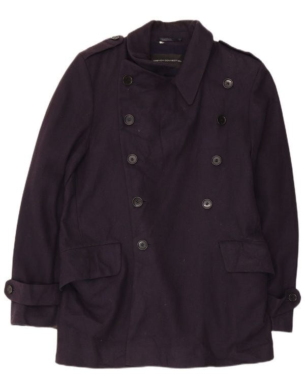 Мужской тренч French Connection UK 38, средний темно-синий из натуральной шерсти