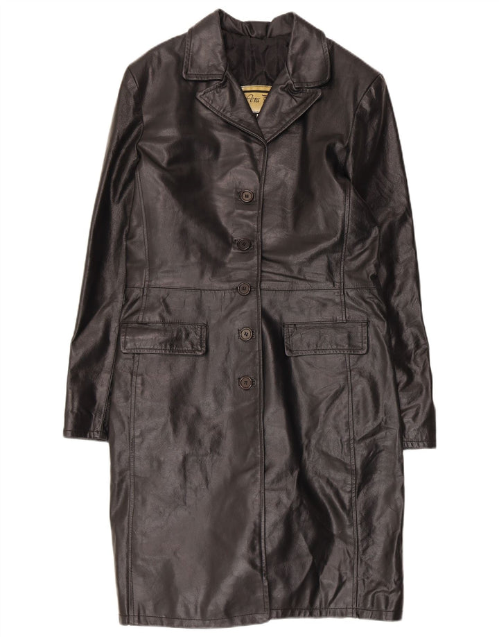 Винтажное женское кожаное пальто UK 18 XL, черное кожаное